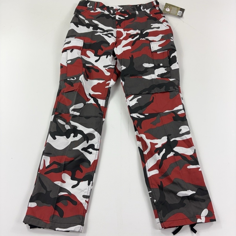 Rothco Pants Mens 32x32 Red Camo B.D.U. Cargo Adjustable Waist Canvas Pockets